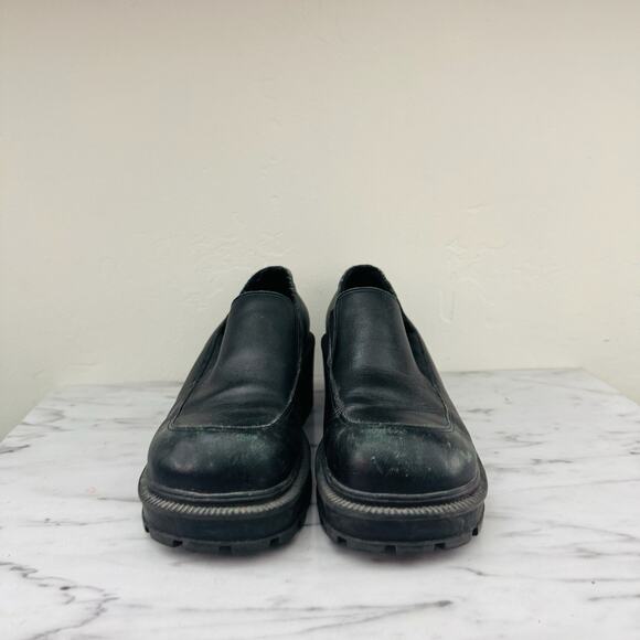 Esprit Black Leather Platform Loafers Women’s Size 6 - Picture 2 of 11